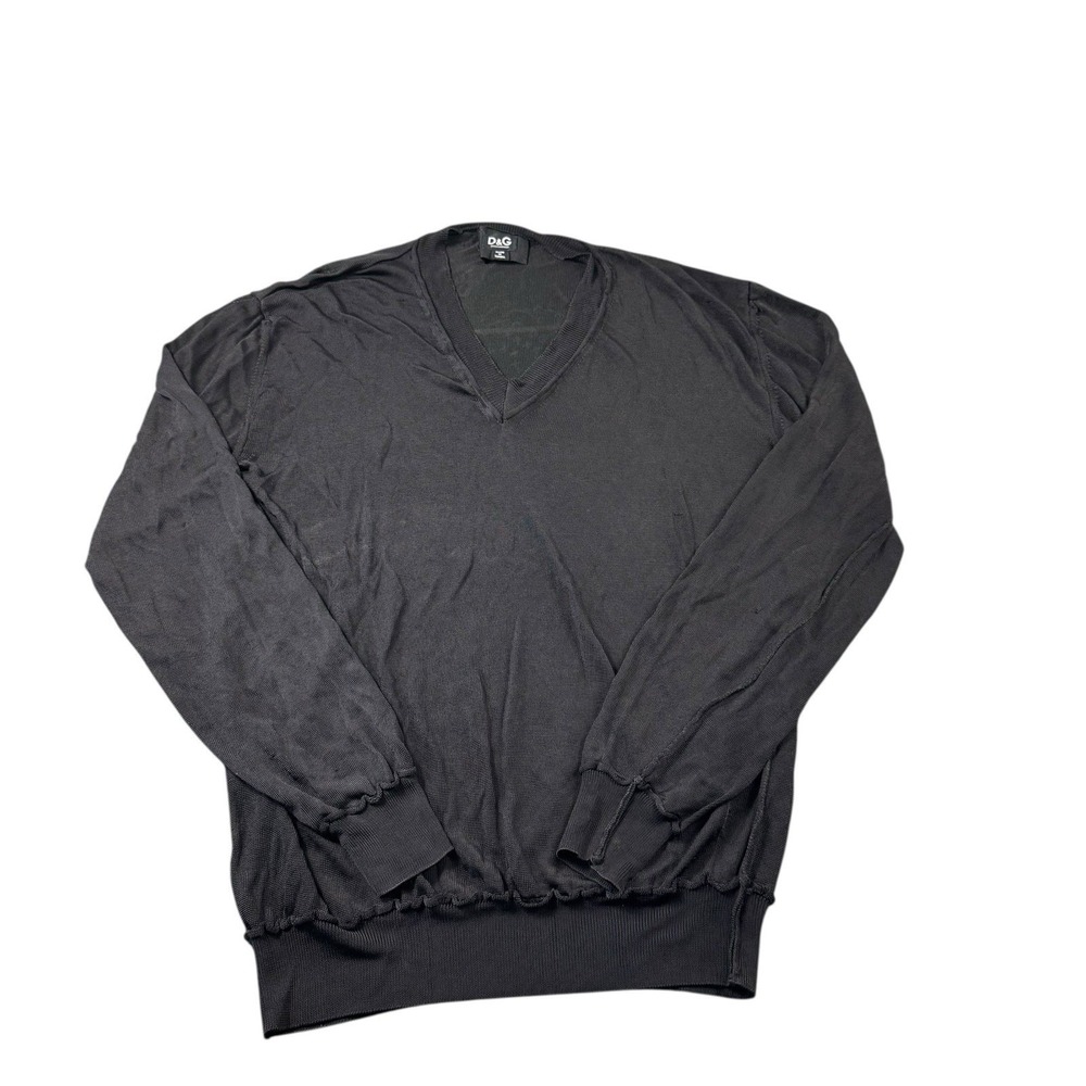 Dolce & Gabbana Black Viscose See Through Knit V Neck Sweater 2XL RK0540 SK879